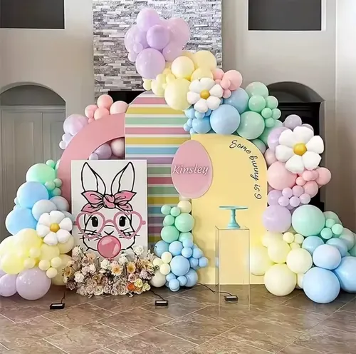 Arco De Globos Orgánico Pastel Con Flores