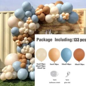 Arco De Globos Orgánico Beige Celeste 133 Piezas
