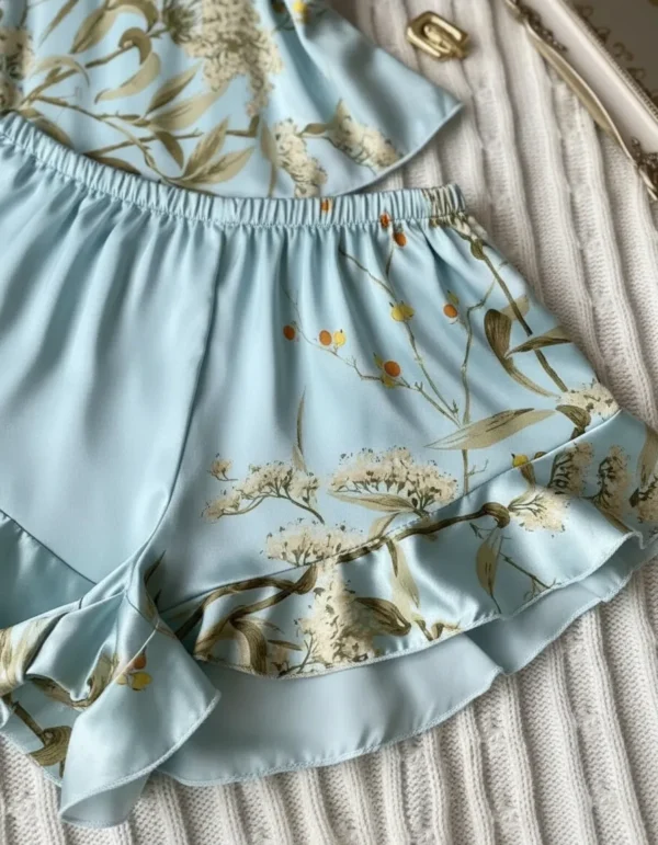 Pijama Satén Floral Sexy Mujer