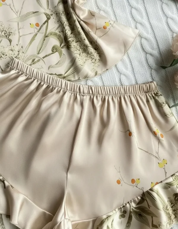 Pijama Satén Floral Sexy Mujer