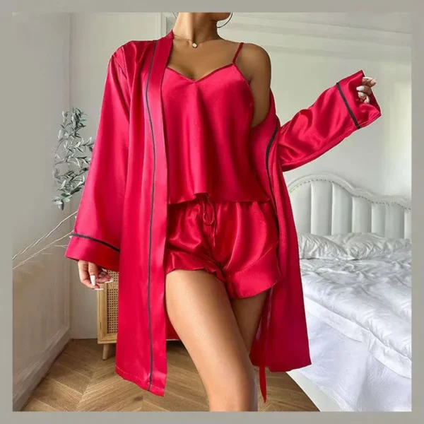 Pijama Satén Conjunto 3 Piezas Sexy
