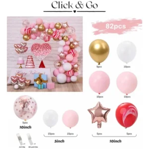 Kit Arco Globos Rosa Feliz Cumpleaños