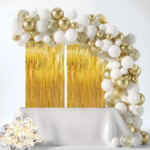 Kit Arco De Globos Blanco Dorado