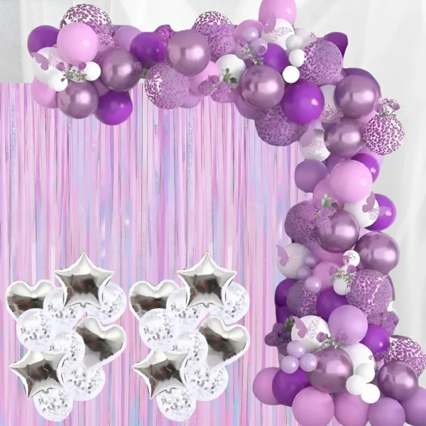 Kit Arco De Globos Mariposas Violeta Lila