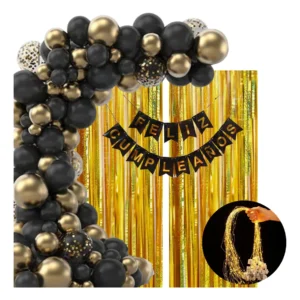 Kit Arco Globos Negro Dorado