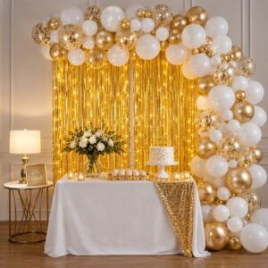 Kit Arco De Globos Blanco Dorado