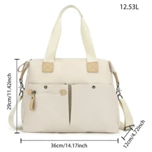 Bolso Tote Multi Bolsillos Cartera Beige Impermeable