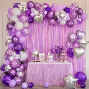 Kit Arco De Globos Mariposas Violeta Lila