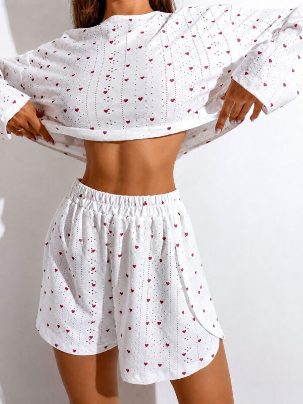 Pijama Conjunto Mujer Manga Larga Corazones Sexy