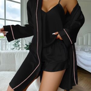 Pijama Satén Conjunto 3 Piezas Sexy