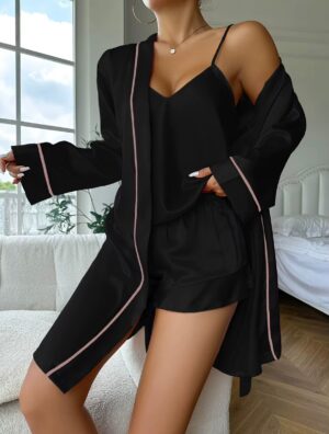 Pijama Satén Conjunto 3 Piezas Sexy