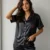 Pijama Satén Negro Corazones Conjunto Invierno