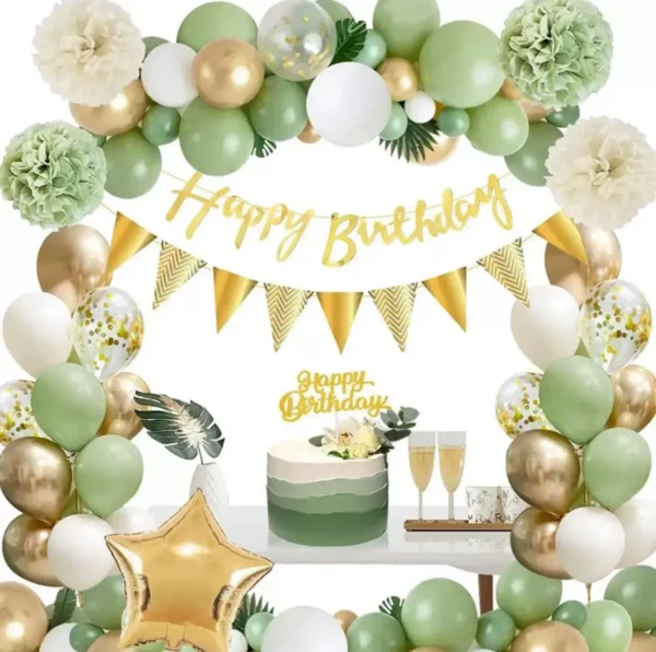 Kit Globos Happy Birthday Verde