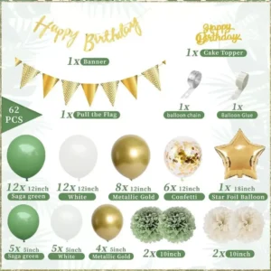 Kit Globos Happy Birthday Verde