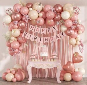 Kit Globos Happy Birthday Rosa Nude