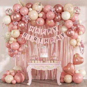 Kit Globos Happy Birthday Rosa Nude