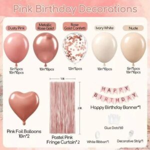Kit Globos Happy Birthday Rosa Nude