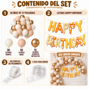 Kit Arco De Globos Happy Birthday Margarita Nude
