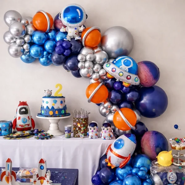 D_NQ_NP_2X_702294-MLA109370546459_032026-F Arco De Globos Temática Astronauta Cohete 109 Piezas