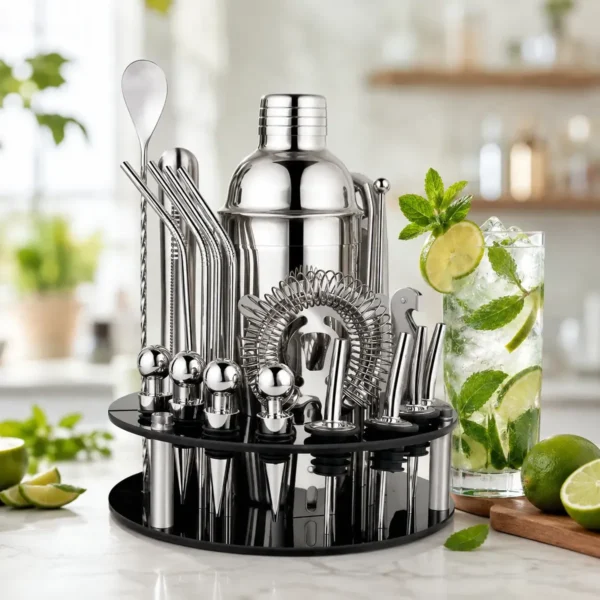 Set Bartender Coctelera Tragos Acero Inoxidable 30Pzs