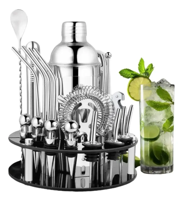 Set Bartender Coctelera Tragos Acero Inoxidable 30Pzs