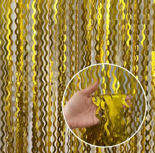 Cortina Metalizada Ondas 1mx2m Efecto Bucle