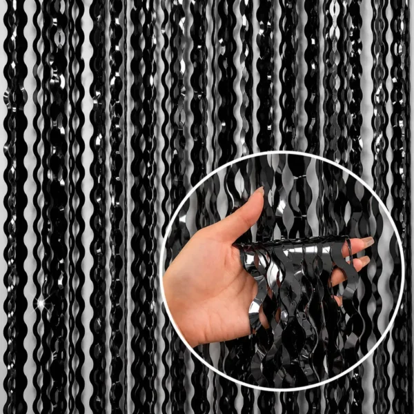 Cortina Metalizada Ondas 1mx2m Efecto Bucle